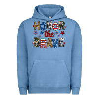 Pigment Pebble Blue honor the brave Urban Hoodie - RanaPortraitStore