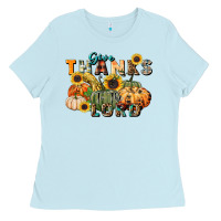 Baby Blue give thanks to the lord Ladies Tee - FaDigitalArtStudio
