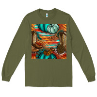 Army Green western thanksgiving seamless pattern Long Sleeve Tee - BundleAndBundleShop