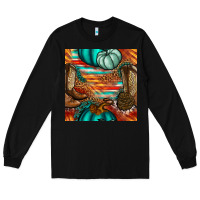Black western thanksgiving seamless pattern Long Sleeve Tee - BundleAndBundleShop