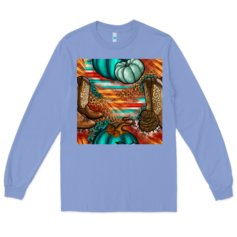 Western Thanksgiving Seamless Pattern Long Sleeve Tee by BundleAndBundleShop | Teevron