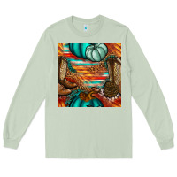 Matcha western thanksgiving seamless pattern Long Sleeve Tee - BundleAndBundleShop