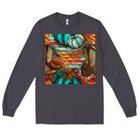 Smoke western thanksgiving seamless pattern Long Sleeve Tee - BundleAndBundleShop