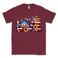 Burgundy Love 4th of july Classic Tee - CowGirlArtShop