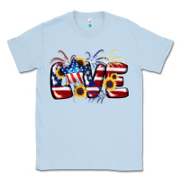 Dusty Blue Love 4th of july Classic Tee - CowGirlArtShop