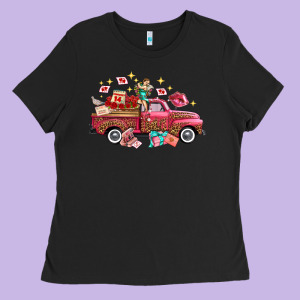 Western Valentines Day Truck Photography Love Side Ladies Tee Designed By Fadigitalartstudio
