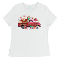 White Western Valentines Day Truck Photography Love Side Ladies Tee - FaDigitalArtStudio