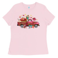 Bubblegum Pink Western Valentines Day Truck Photography Love Side Ladies Tee - FaDigitalArtStudio