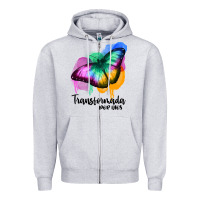 Heather Grey transformada por dios Zipper Hoodie - JahusDesignShop