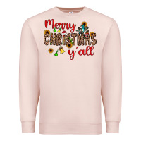 Pale Pink merry christmas y'all Premium Sweatshirt - JahusDesignShop