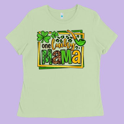 One Lucky Mama St. Patrick's Ladies Tee Designed By Oliviacreatesart