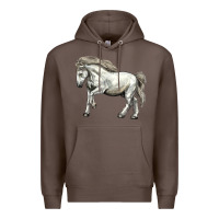 Coffee percheron horse Premium Hoodie - LillyAllenDesigns