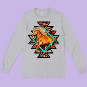 Aztec Symbol With Horse Long Sleeve Tee Designed By Fadigitalartstudio