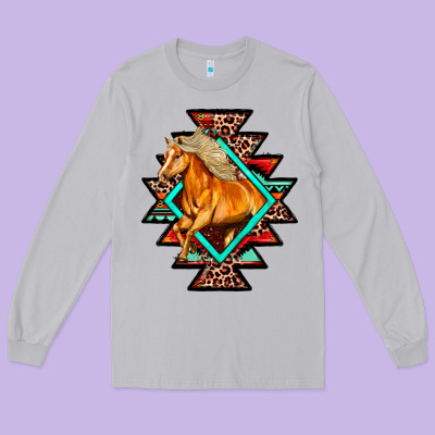 Aztec Symbol With Horse Long Sleeve Tee Designed By Fadigitalartstudio
