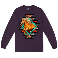 Plum Aztec Symbol With Horse Long Sleeve Tee - FaDigitalArtStudio