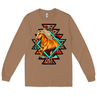 Toasted Coconut Aztec Symbol With Horse Long Sleeve Tee - FaDigitalArtStudio