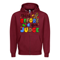 Burgundy think before you judge Zipper Hoodie - JahusDesignShop