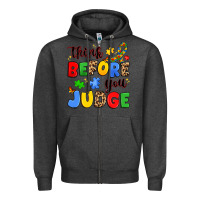 Charcoal Heather think before you judge Zipper Hoodie - JahusDesignShop