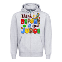 Heather Grey think before you judge Zipper Hoodie - JahusDesignShop