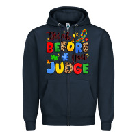 Navy think before you judge Zipper Hoodie - JahusDesignShop