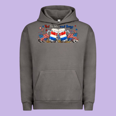 Red White And Boozy Libbey Glass Urban Hoodie Designed By Ranaportraitstore