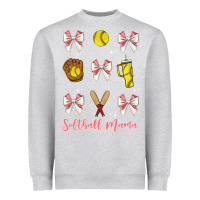 Heather Grey softball coquette bow Heavyweight Sweatshirt - JahusDesignShop