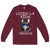 Burgundy Livin' la vida Frenchie Long Sleeve Tee - Bettercallsaul