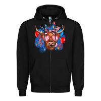 Black western america cow Zipper Hoodie - JahusDesignShop