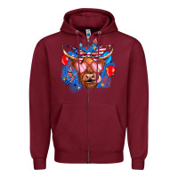 Burgundy western america cow Zipper Hoodie - JahusDesignShop