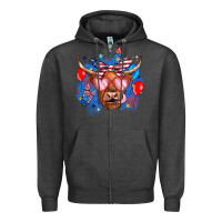 Charcoal Heather western america cow Zipper Hoodie - JahusDesignShop