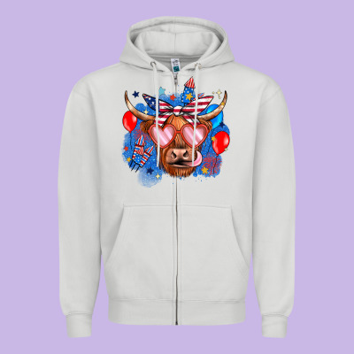 Western America Cow Zipper Hoodie Designed By Jahusdesignshop