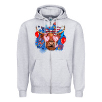 Heather Grey western america cow Zipper Hoodie - JahusDesignShop
