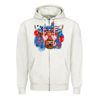 Oatmeal Heather western america cow Zipper Hoodie - JahusDesignShop