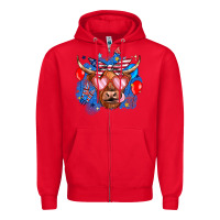 Red western america cow Zipper Hoodie - JahusDesignShop