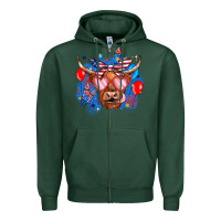 Sports Green western america cow Zipper Hoodie - JahusDesignShop