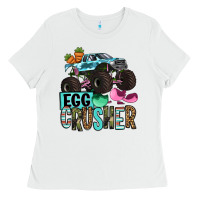 White Easter Day Monster truck Easter egg crusher Ladies Tee - OliviaCreatesArt