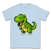 Dusty Blue Cartoon T-Rex Classic Tee - HowdyJamesFarm