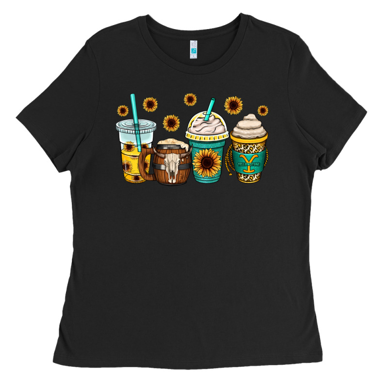 Yellowstone Coffee Cups Ladies Tee by OliviaCreatesArt | Teevron
