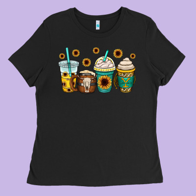 Yellowstone Coffee Cups Ladies Tee Designed By Oliviacreatesart