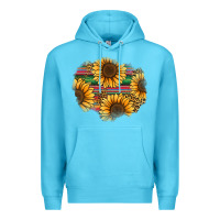 Ocean Blue sunflower leopard serape patch Premium Hoodie - Jasminsmagicworld