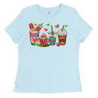 Baby Blue watermelon summer coffee cups Ladies Tee - OliviaCreatesArt