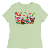 Matcha watermelon summer coffee cups Ladies Tee - OliviaCreatesArt