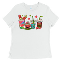 White watermelon summer coffee cups Ladies Tee - OliviaCreatesArt