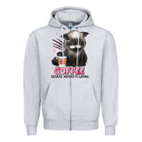 Heather Grey coffee because murder is wrong grumpy cat Zipper Hoodie - JahusDesignShop