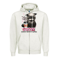 Oatmeal Heather coffee because murder is wrong grumpy cat Zipper Hoodie - JahusDesignShop