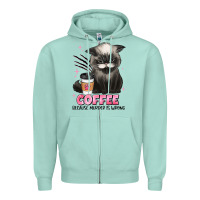 Seafoam coffee because murder is wrong grumpy cat Zipper Hoodie - JahusDesignShop