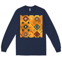 Navy native american aztec seamless pattern 4 Long Sleeve Tee - BundleAndBundleShop