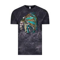 Cloud Black western indian headdress with skull Vintage Tee - RanaPortraitStore