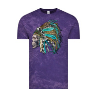 Cloud Purple western indian headdress with skull Vintage Tee - RanaPortraitStore