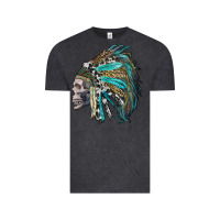 Vintage Black western indian headdress with skull Vintage Tee - RanaPortraitStore